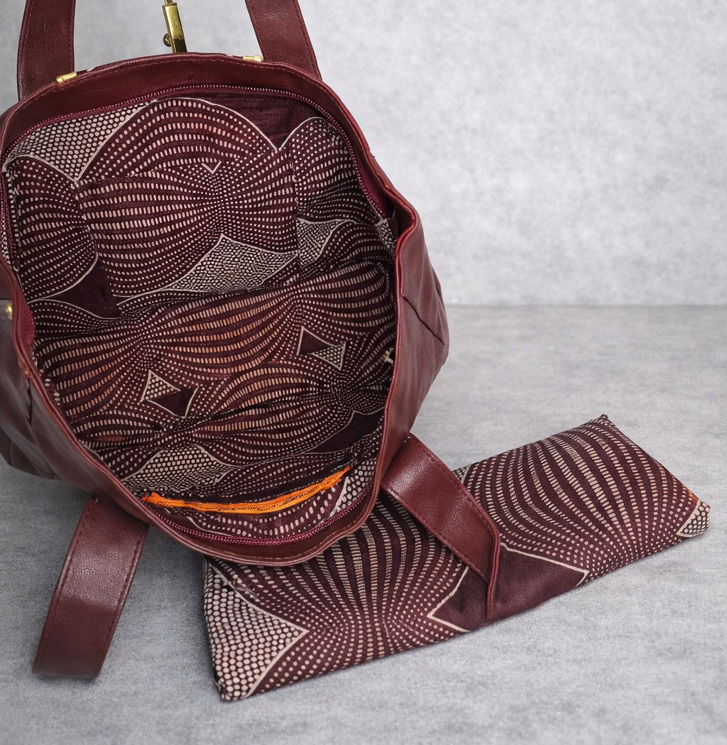 African waxprint/ Vegan Leather -Shopper bag (1295 kr)