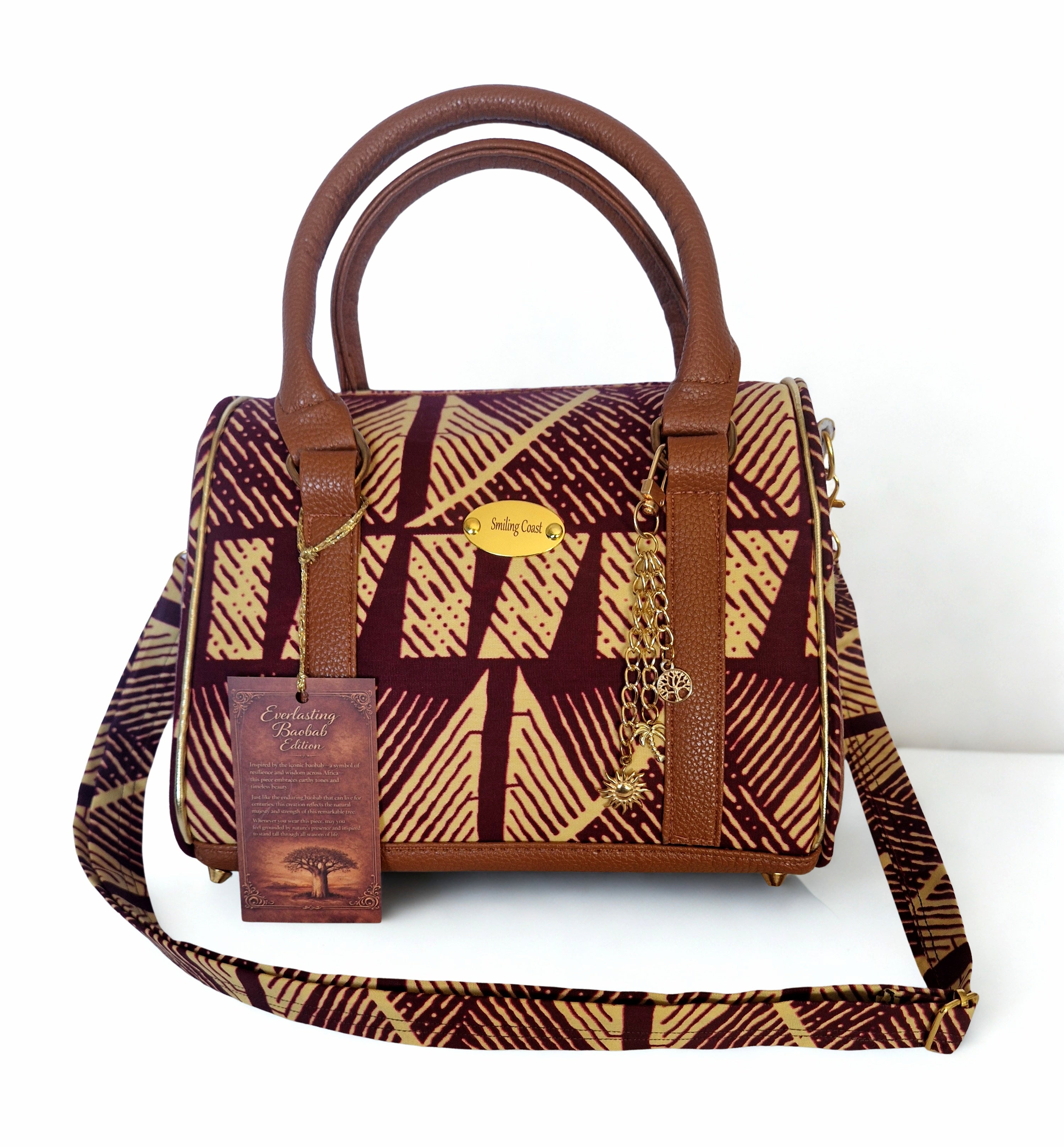 African waxprint/Vegan lether barrel bag(1295 kr)