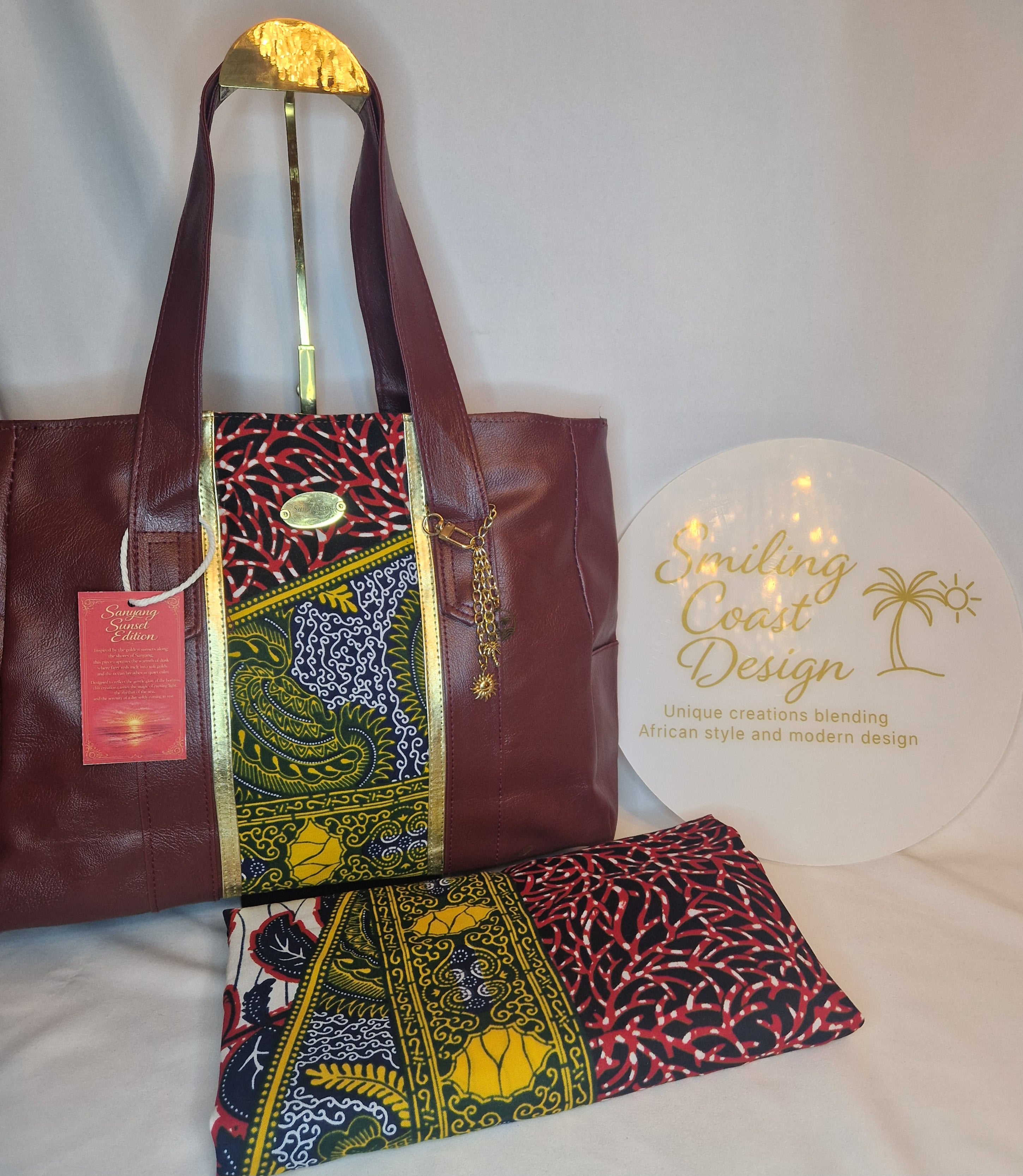 African waxprint/Vegan Leather -Shopper bag (1295 kr)