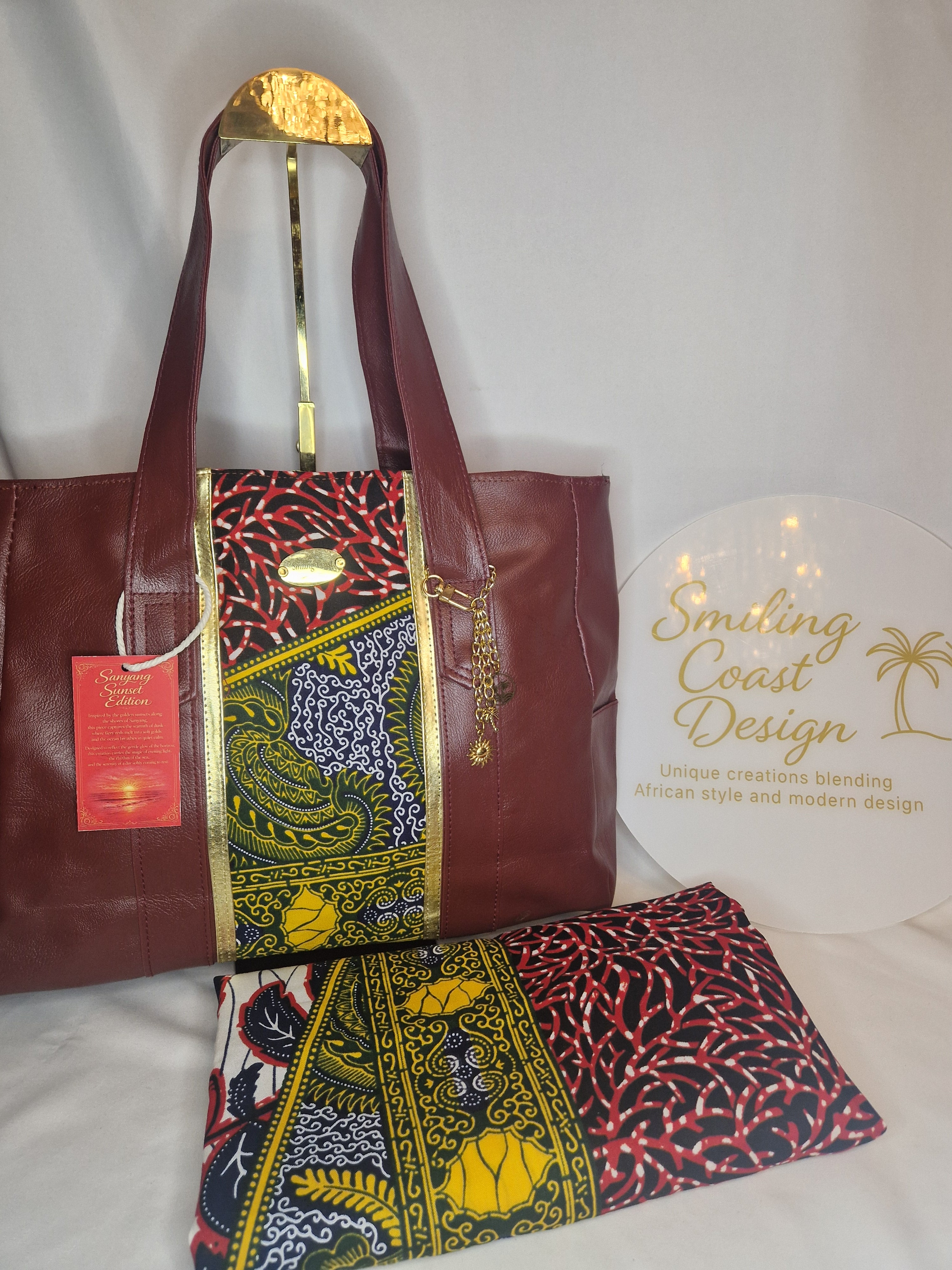 African waxprint/Vegan Leather -Shopper bag (1295 kr)