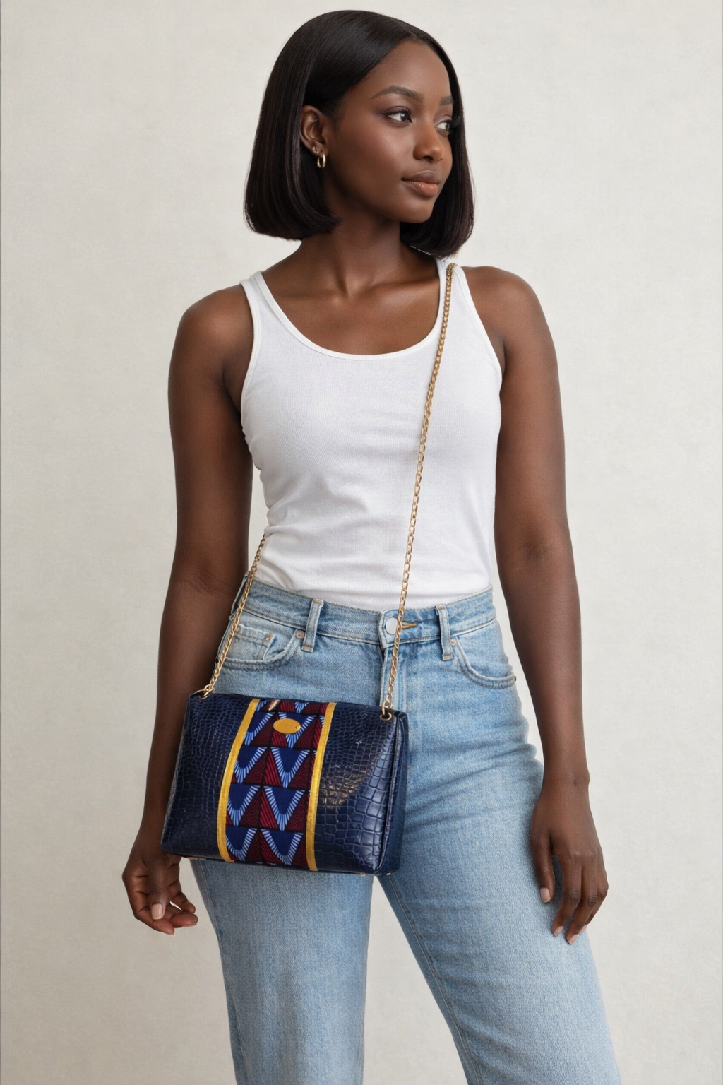 African Wax Print/ Vegan leather Crossbody Bag (795 kr)